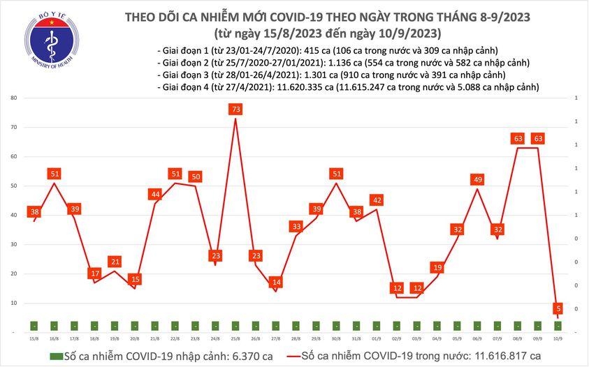 Ngày 10/9: Chỉ có 5 ca COVID-19, cả nước không còn bệnh nhân thở máy - Ảnh 1.
