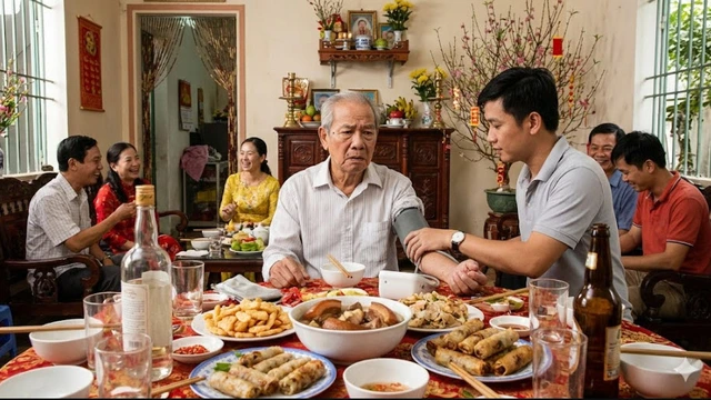 Vì sao người già dễ tăng huyết áp dịp Tết dù uống thuốc đều?- Ảnh 2. Vì sao người già dễ tăng huyết áp dịp Tết dù uống thuốc đều?- Ảnh 2.